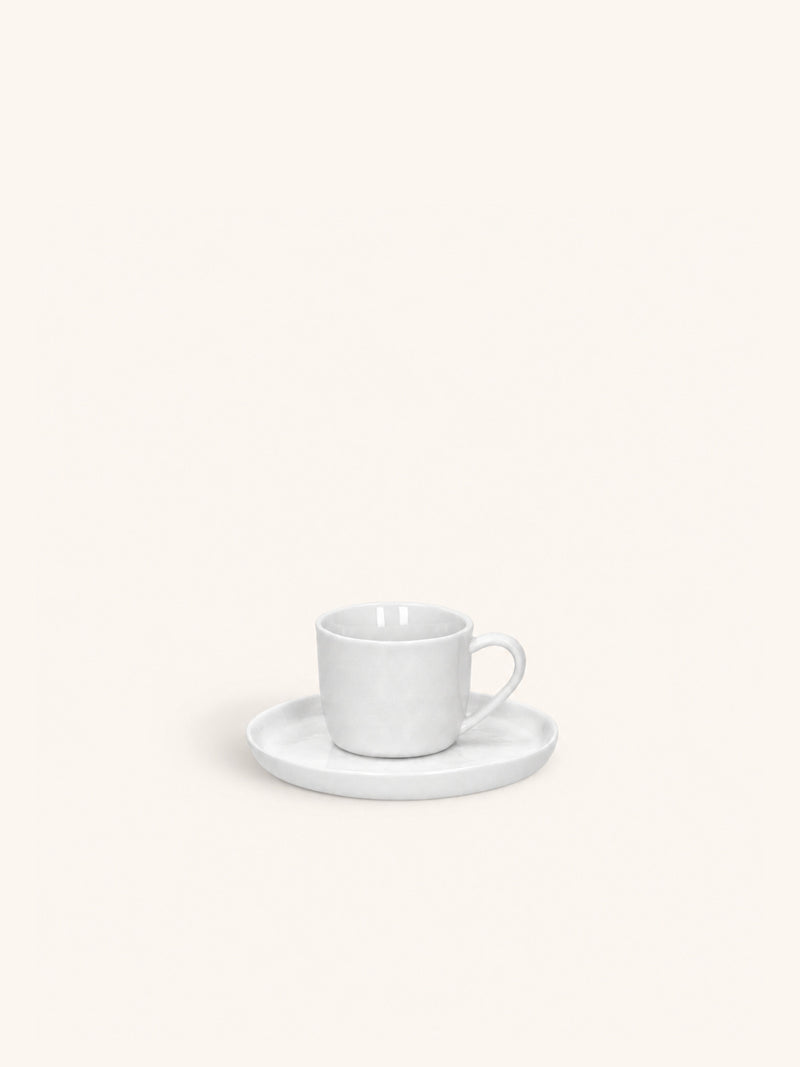 PORCELINO WHITE - kopje & schoteltje - 10 CL - porselein - DIA 14 x H 6 cm