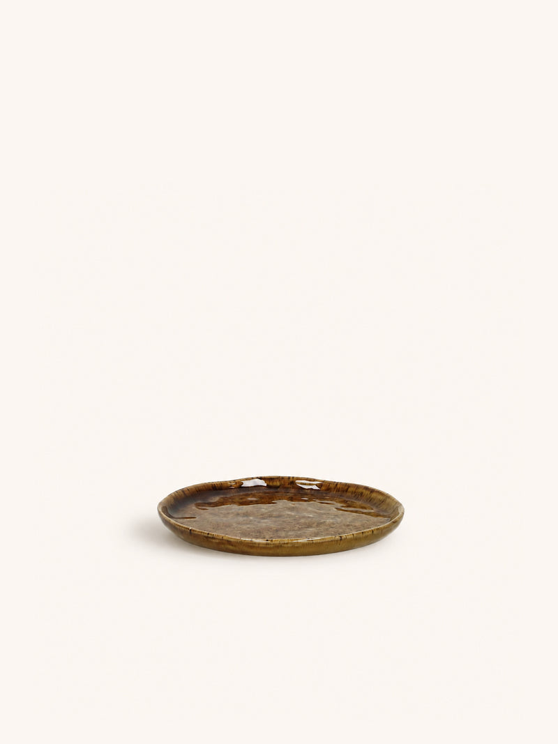 SPIRO - aperitiefbordje - steengoed - DIA 12 cm x H 1 cm - bruin