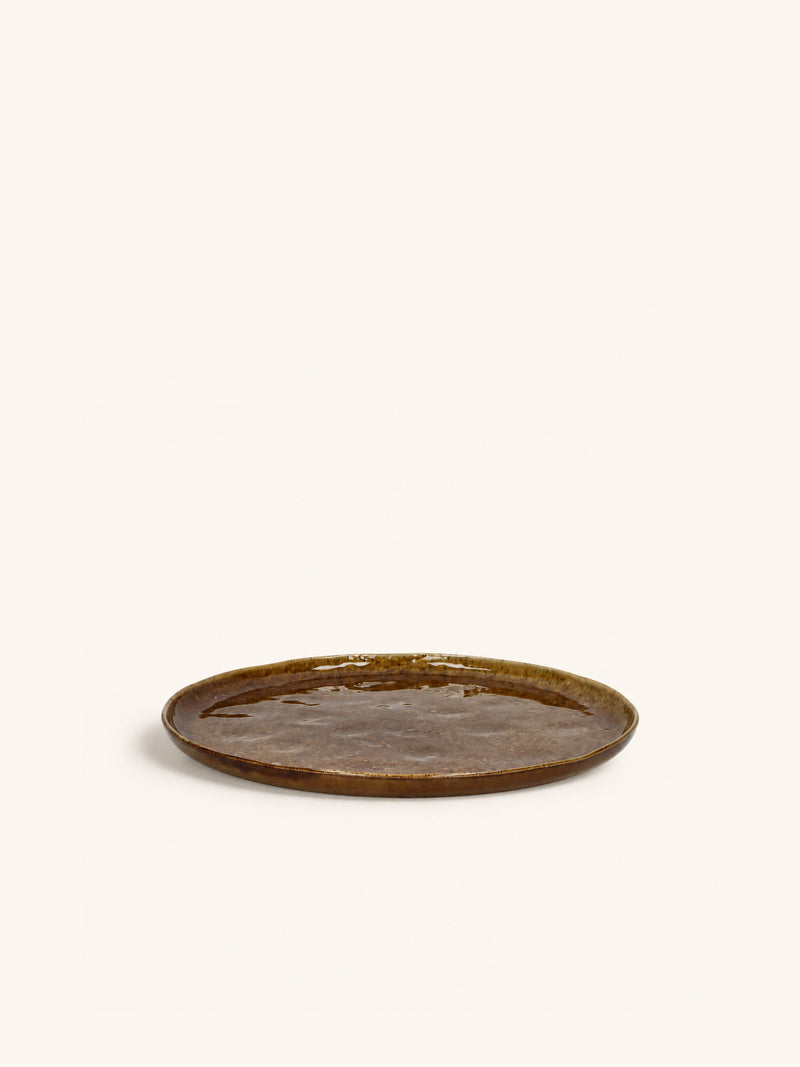 SPIRO - dessertbord - steengoed - DIA 21 cm x H 1,5 cm - bruin
