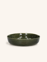 Groen – SPIRO - plato hondo - gres - DIA 24 x H 5,5 cm - verde oscuro