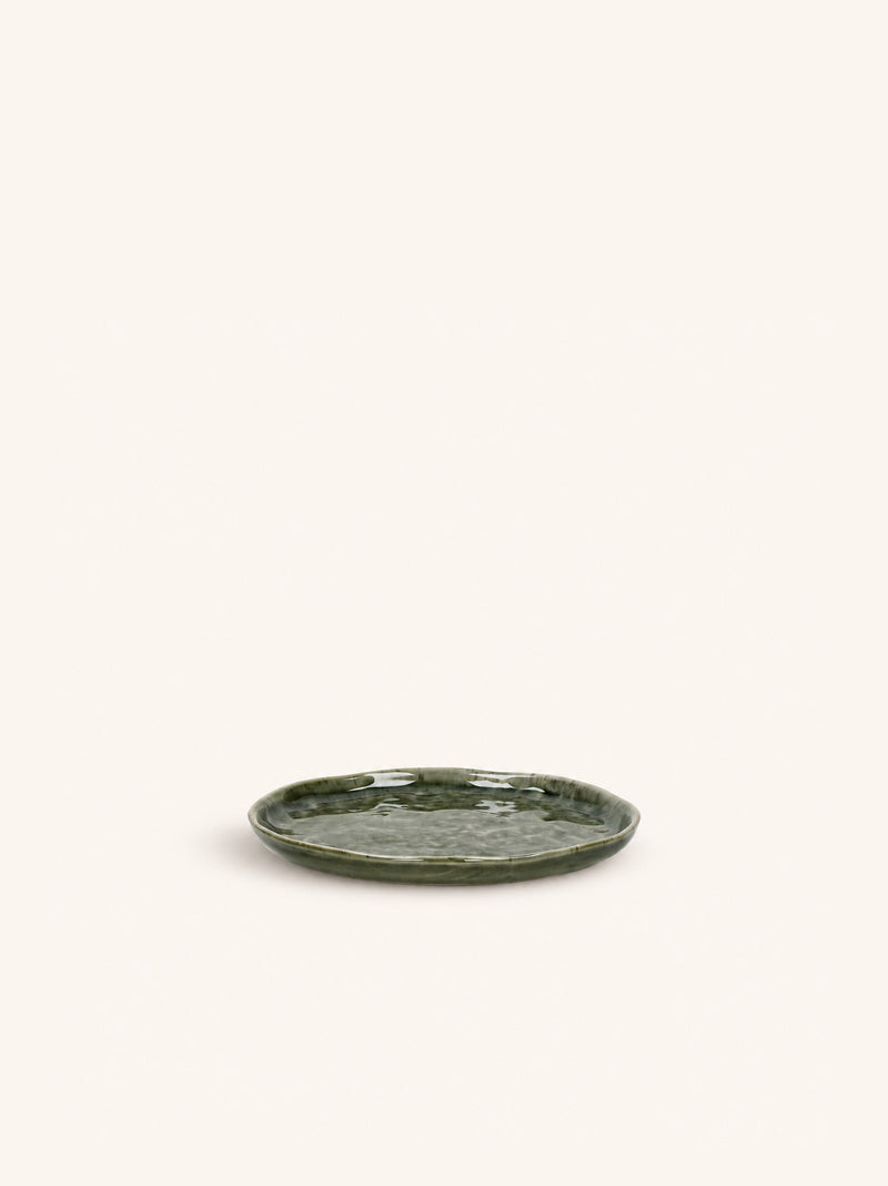 SPIRO - aperitiefbordje - steengoed - DIA 12 cm x H 1 cm - donkergroen
