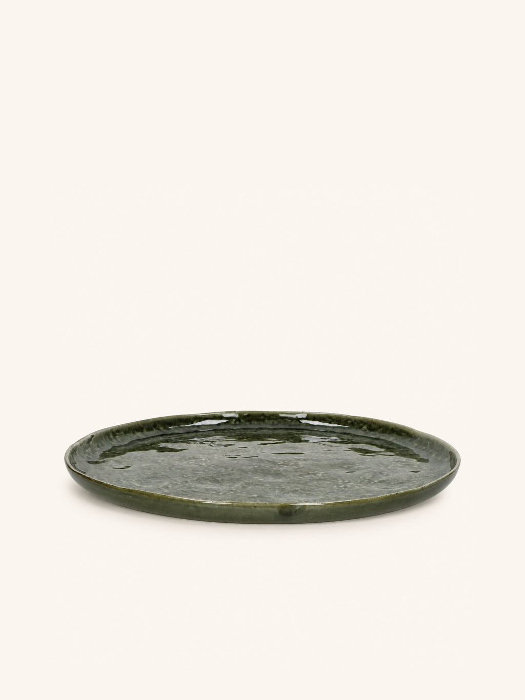 SPIRO - plato llano - gres - DIA 27 cm x 1,5 cm - verde oscuro