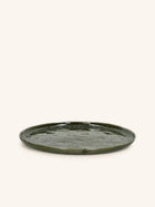 SPIRO - plato llano - gres - DIA 27 cm x 1,5 cm - verde oscuro