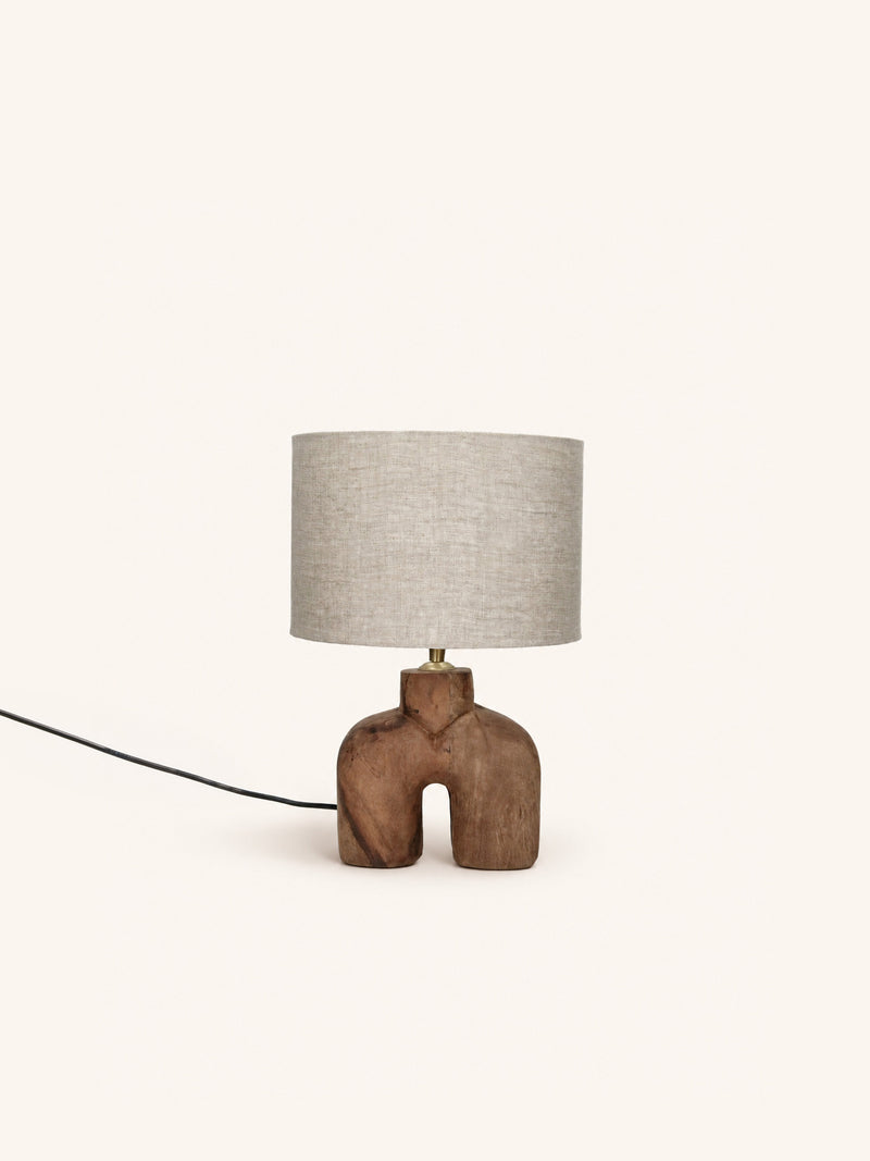 LAMPEDUSA - table lamp - mango wood - DIA 25 x H 38 cm - brown