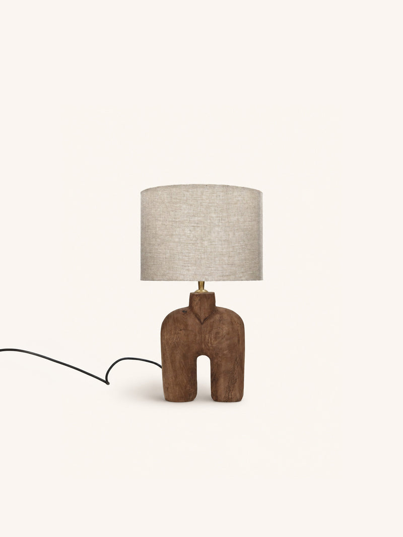 LAMPEDUSA - table lamp - mango wood - DIA 28 x H 49 cm - brown