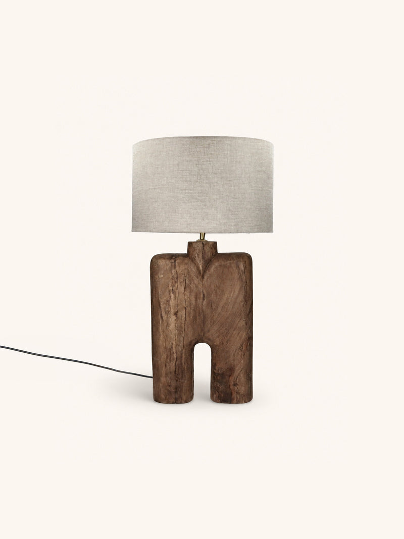 LAMPEDUSA - table lamp - mango wood - DIA 38 x H 74 cm - brown