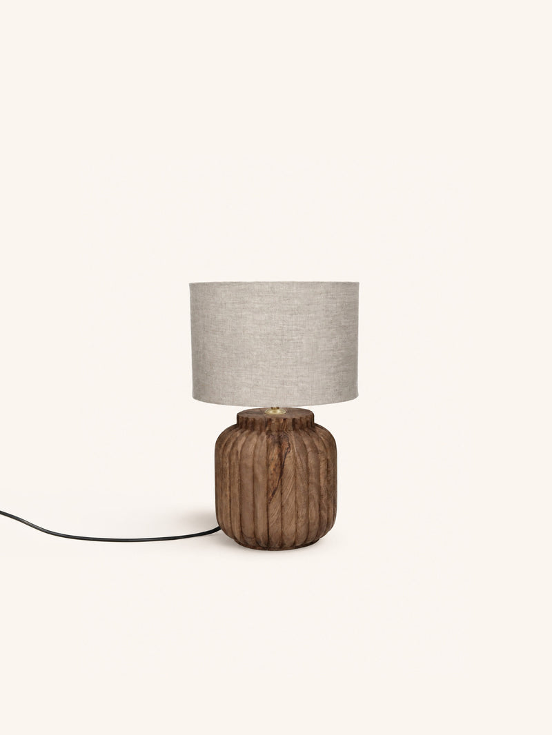 LAMPEDUSA - tafellamp - mango hout - DIA 25 x H 42 cm - bruin