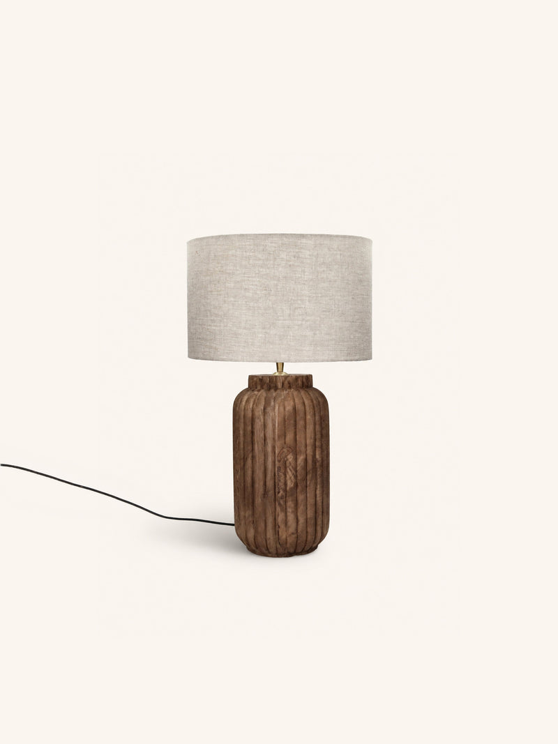 LAMPEDUSA - tafellamp - mango hout - DIA 35 x H 60 cm - bruin