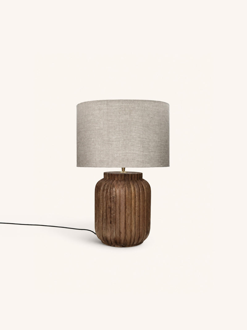 LAMPEDUSA - tafellamp - mango hout - DIA 38 x H 58 cm - bruin