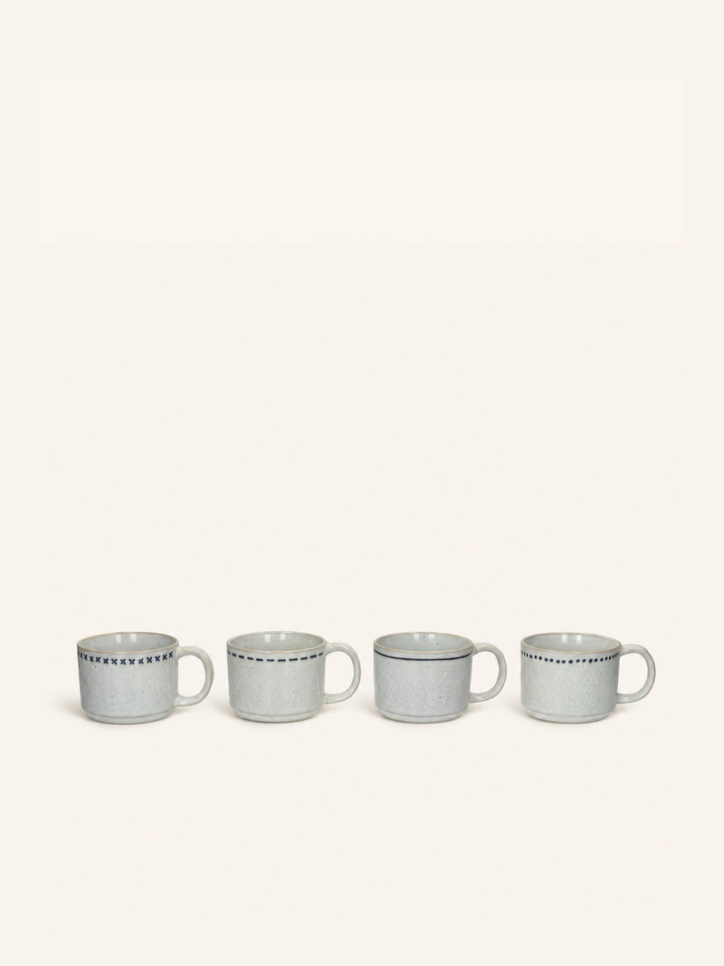 TULUA - set/4 tazze - gres - DIA 9 x H 6,9 cm - bianco