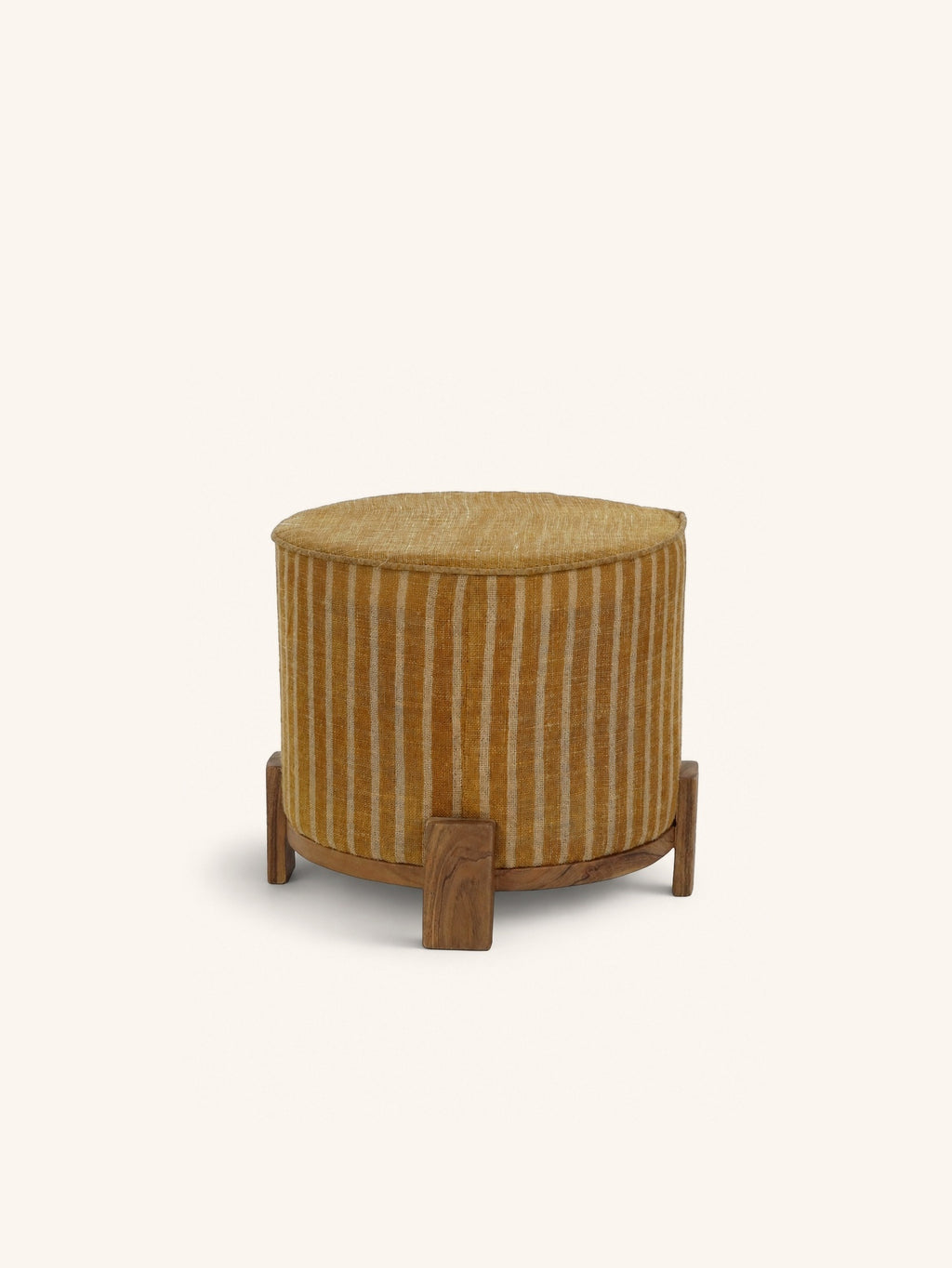 BRINDISI - poef - acacia hout - DIA 52 x H 42 cm - oker