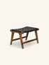 AOSTA - Hocker - Büffelleder - L 56 x W 41 x H 36 cm - Schwarz