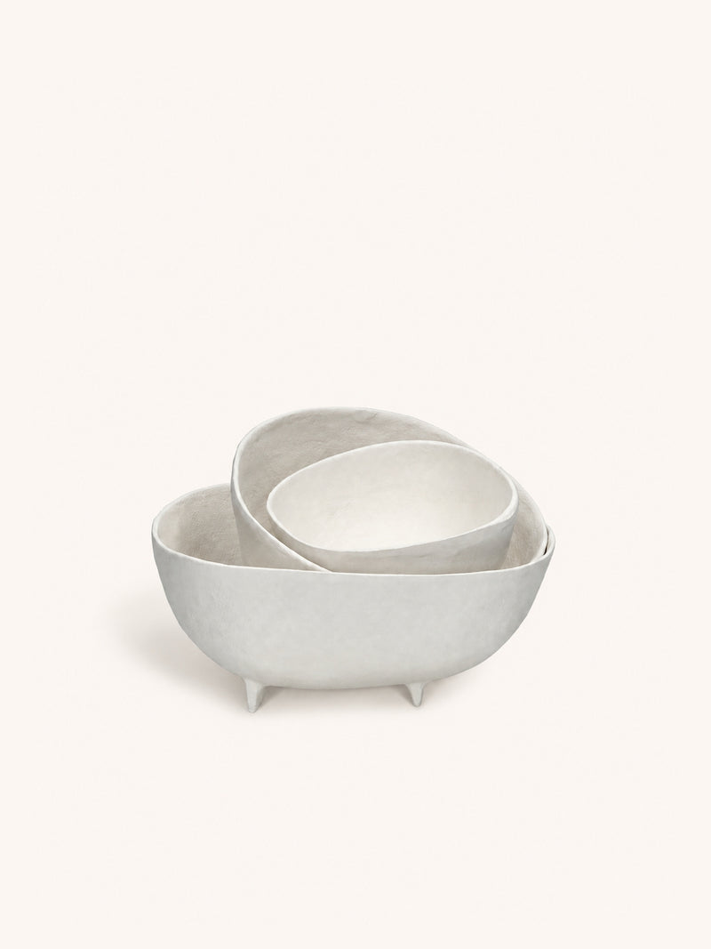 TRULLI - set/3 bowls - aluminium - L 16/20/26 x W 15,5/21,5/27 x H 8/10/10 cm - off-white