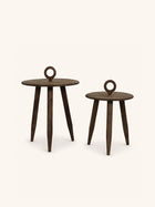 TRIPOLI - set/2 bijzettafels - mango hout - DIA 40/50 x H 58/67 cm - bruin