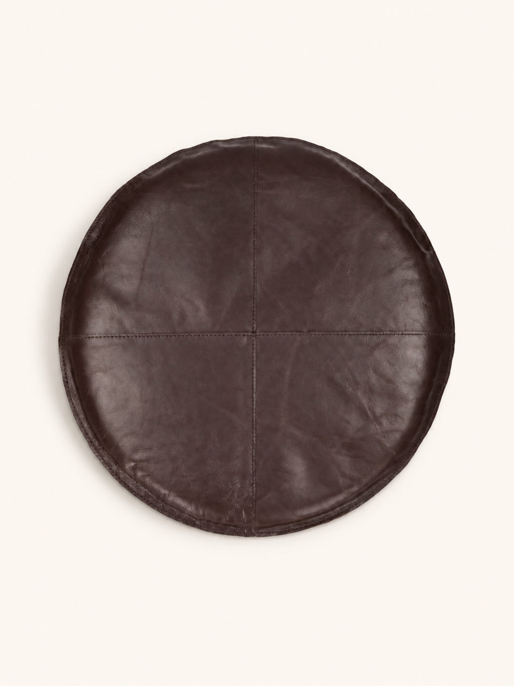 RAMBO - cushion - leather - DIA 36 cm - brown