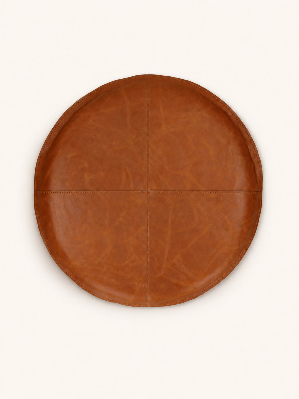 RAMBO - Kissen - Leder - DIA 36 cm - Cognac