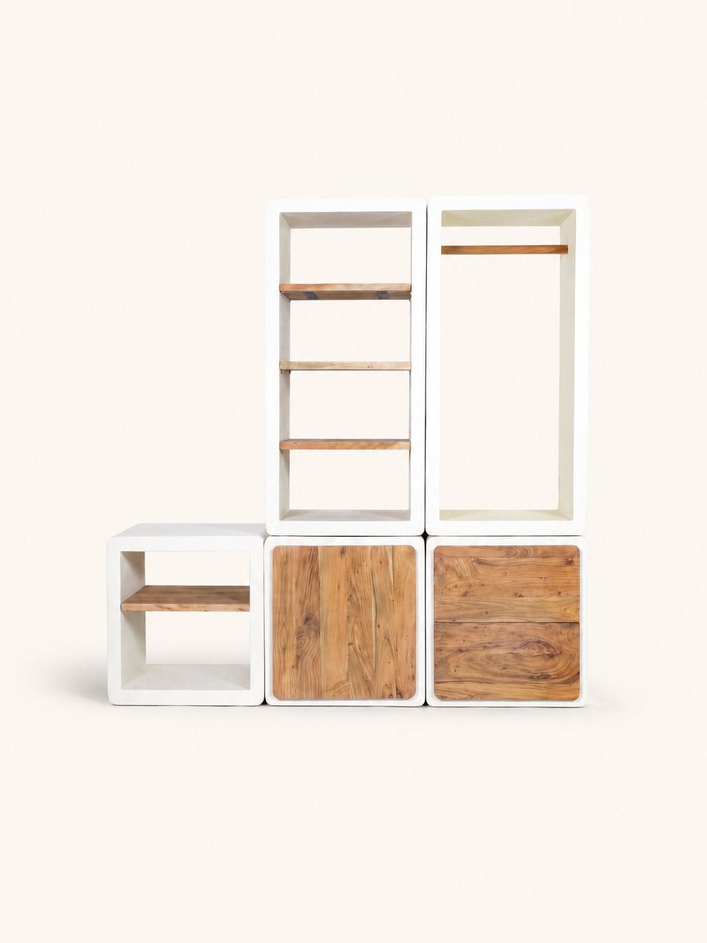 VERONA - rek 2 lades - kalkpleister - L 60 x W 50 x H 60 cm - gebroken wit