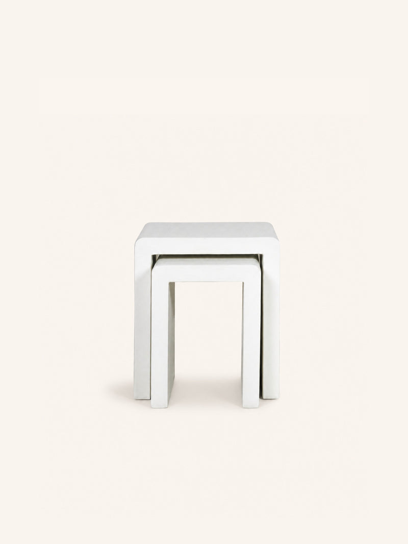 VERONA - set/2 side tables - lime plaster - L 33/45 x W 40/45 x H 43/50 cm - off-white