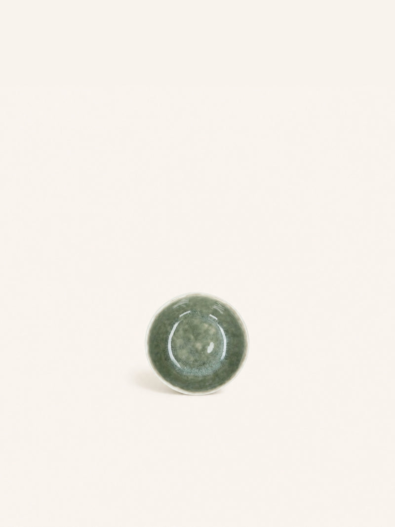 SPIRO - mini kom - porselein - DIA 9 x H 4,2 cm - celadon