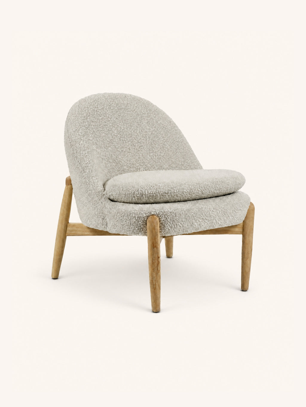 COCOON - loungestoel - bouclé - L 62,5 x W 70,5 x H 72,5 cm - gebroken wit