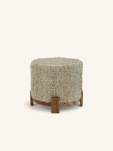 Beige – BRINDISI - pouf - bois d'acacia - DIA 50 x H 42 cm - beige