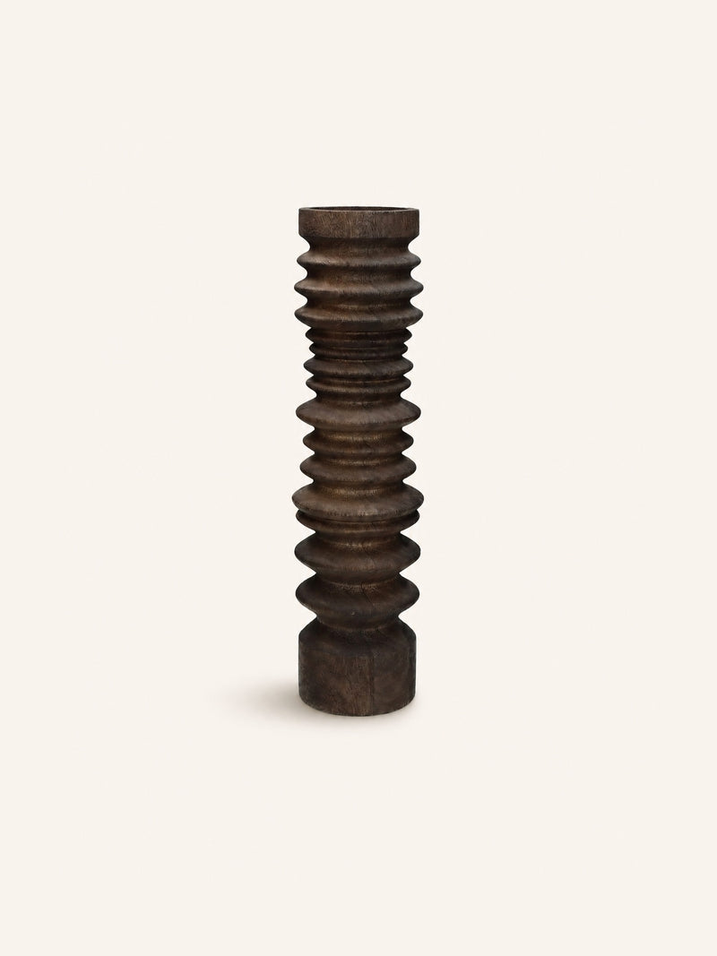 ROTELLO - candle holder - mango wood - DIA 11 x H 41 cm - brown