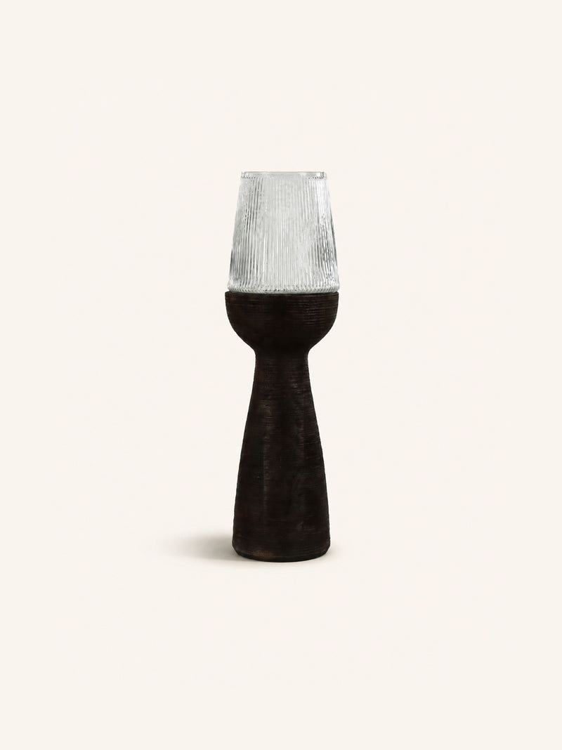 ARBRE - lantern/vase - mango wood - DIA 22 x H 72 cm - dark brown