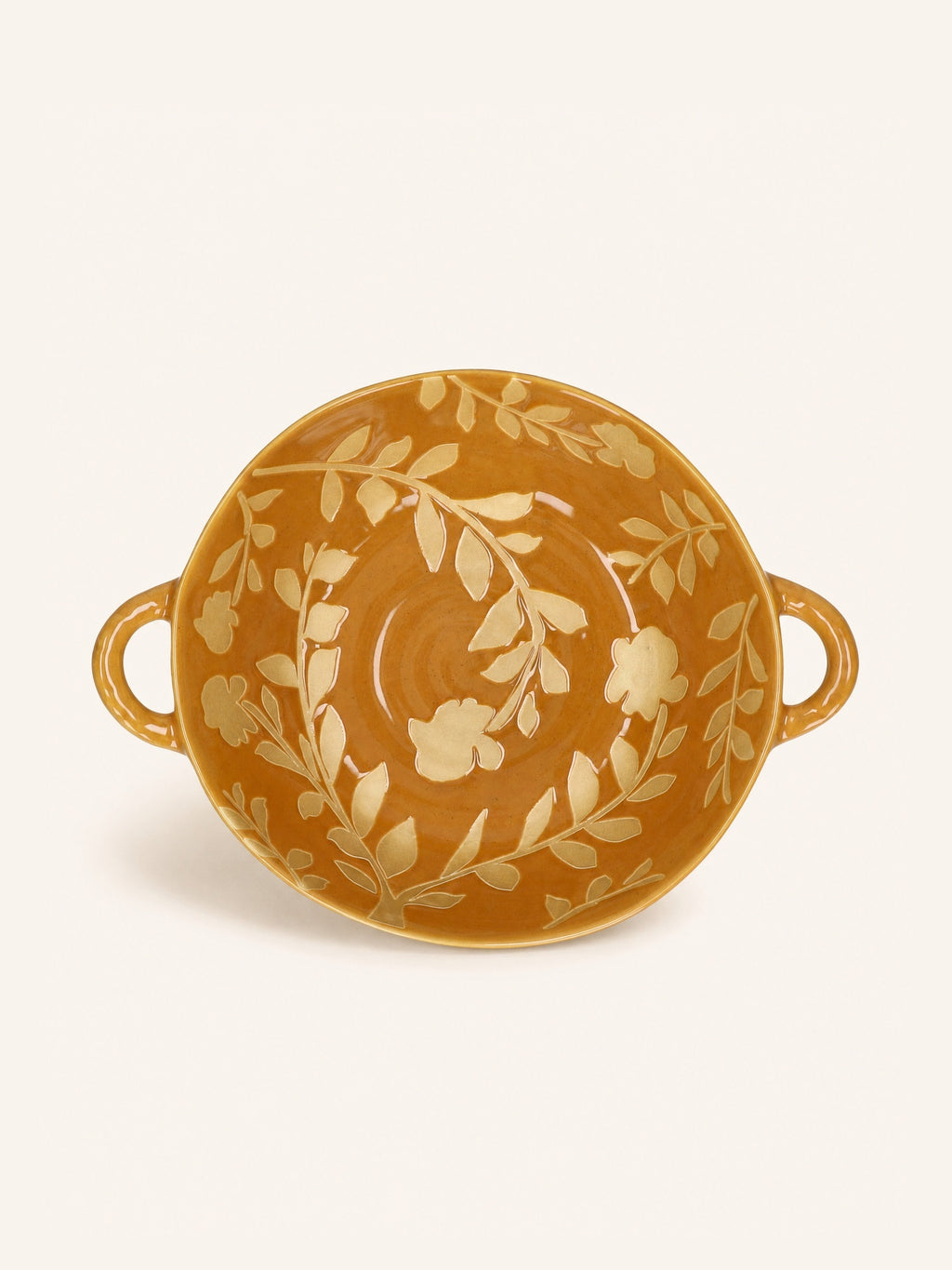 ROMANCE - saladekom - porselein - L 24,5 x W 18,5 x H 6 cm - safraan