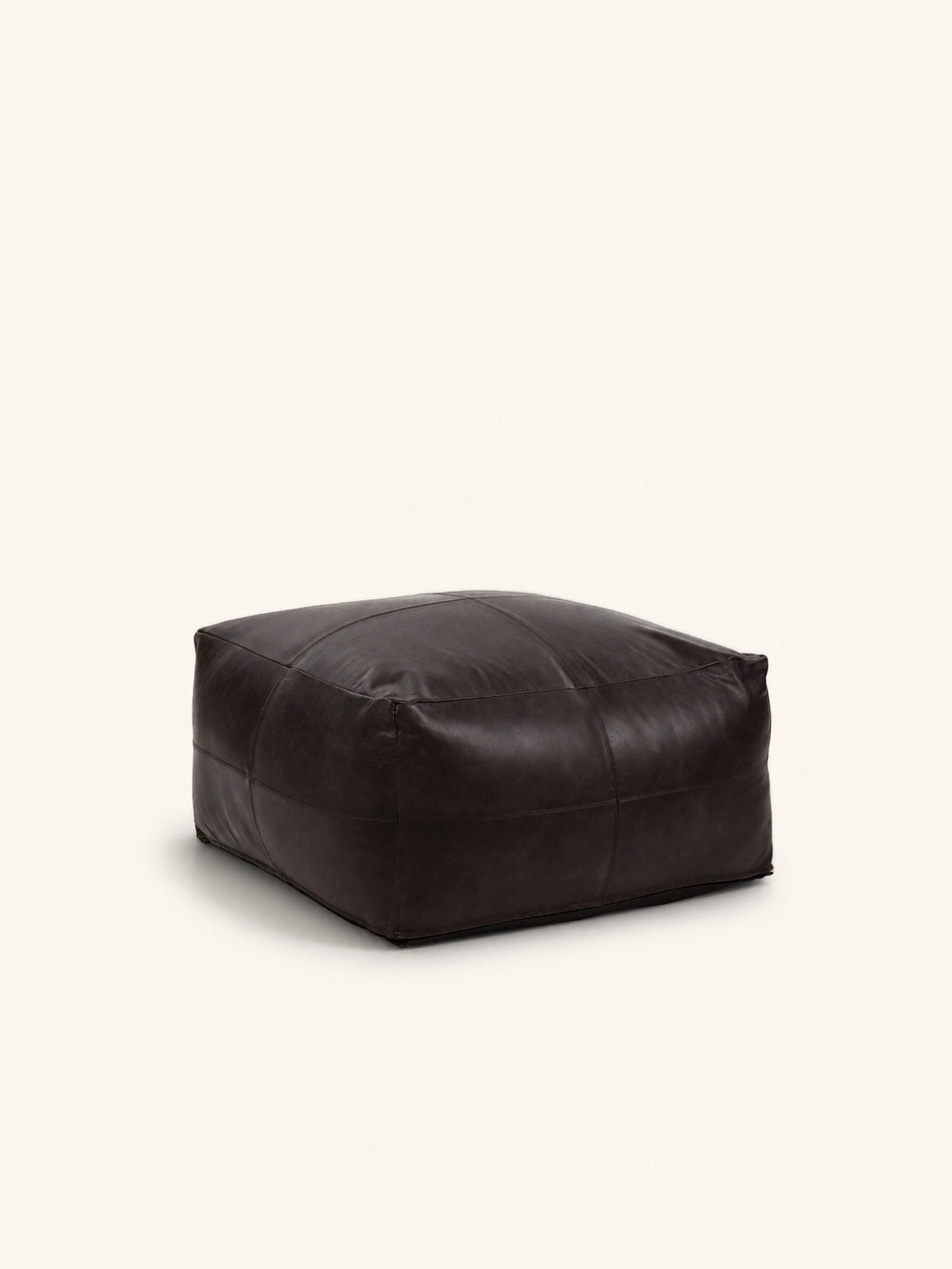 RAMBO - Hocker - Leder - L 60 x W 60 x H 30 cm - Braun