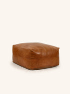 RAMBO - puf - cuero - L 60 x W 60 x H 30 cm - coñac