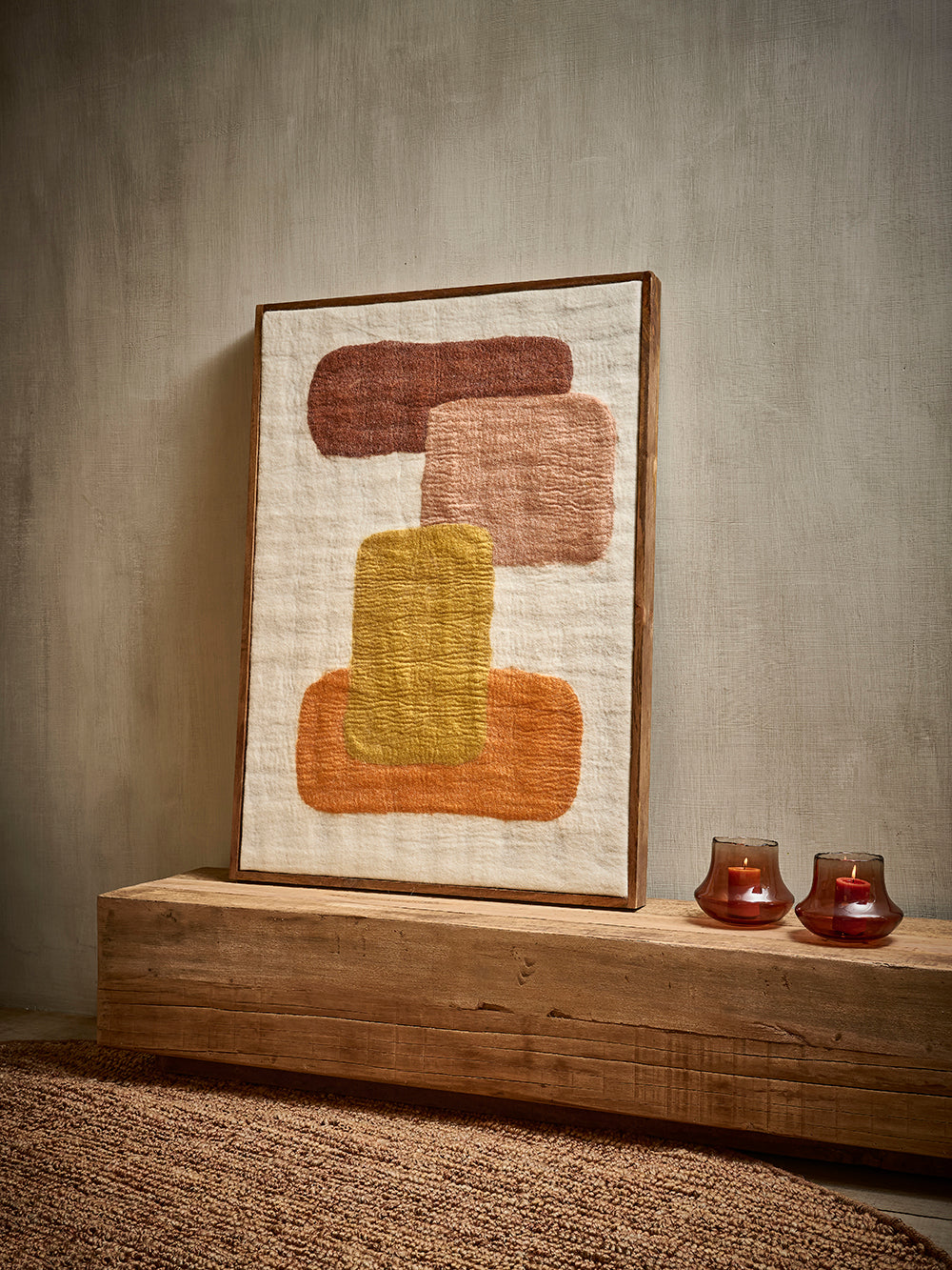 WOOLY - wanddecoratie - mango hout - L 107 x W 76 x H 6,5 cm - mix van kleuren