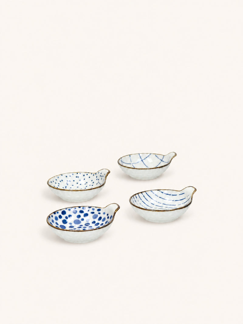 ANAFI - set/4 aperitiefbordje - L 11 x W 10 x H 3,8 cm - blauw