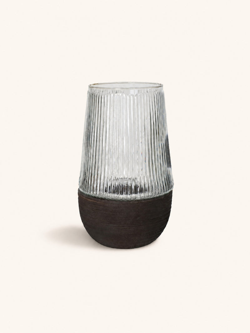 ARBRE - lantern/vase - mango wood - DIA 18,5 x H 28,5 cm - dark brown