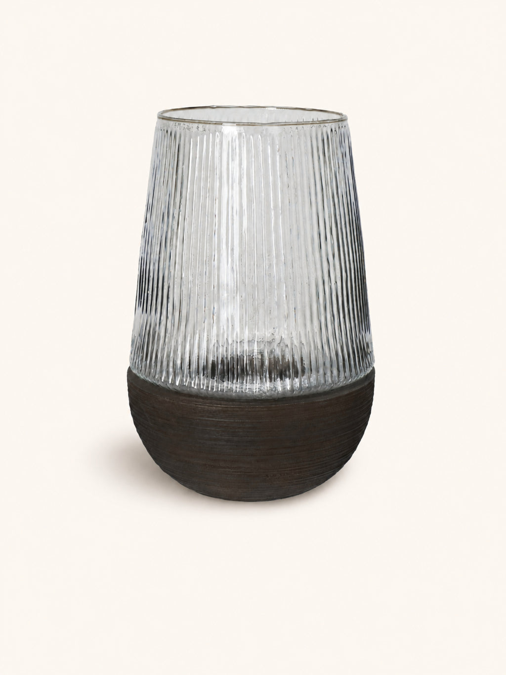 ARBRE - farol/ jarrón - madera de mango - DIA 22 x H 33 cm - marrón oscuro
