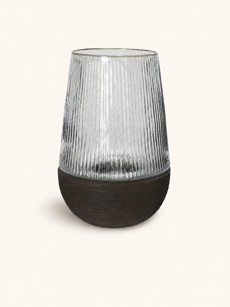 ARBRE - lantern/vase - mango wood - DIA 22 x H 33 cm - dark brown