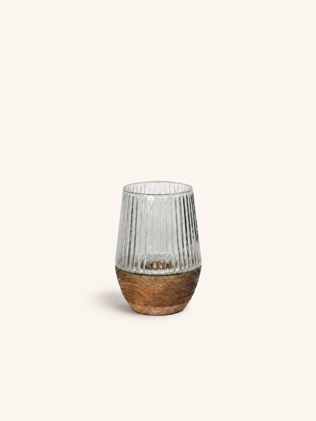 ARBRE - candelabro/vasija - madera de mango - DIA 10,2 x H 14 cm - natural