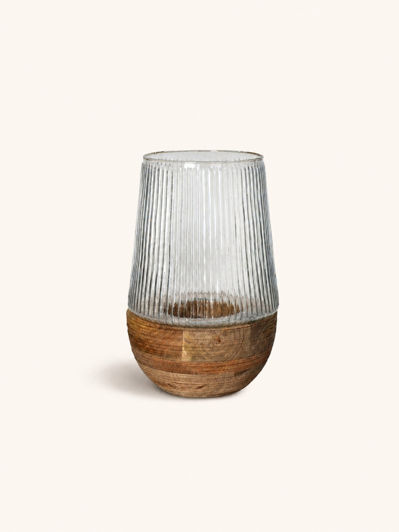 ARBRE - lantern/vase - mango wood - DIA 18,5 x H 28,5 cm - natural
