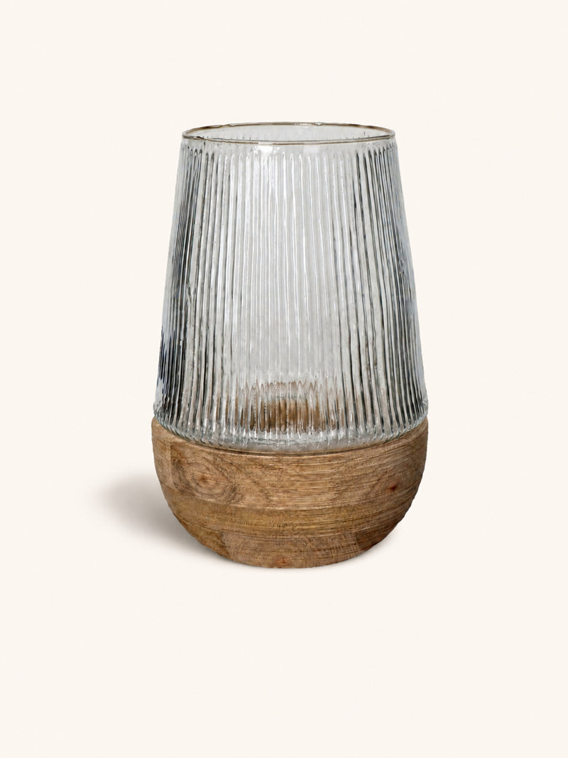 ARBRE - lantern/vase - mango wood - DIA 22 x H 33 cm - natural