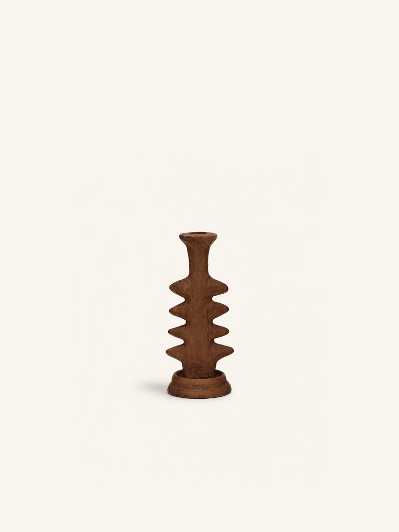 TOTEM - candle holder - aluminum - L 8 x W 7,7 x H 19,3 cm - rust
