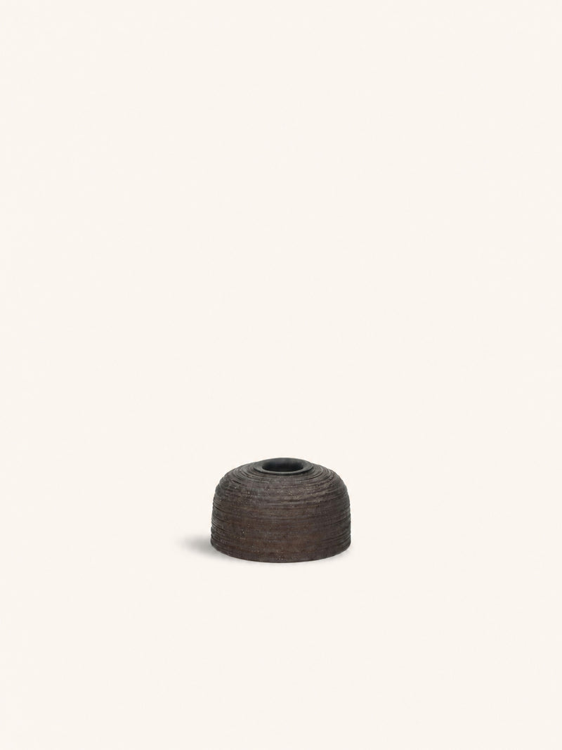 ARBRE - candle holder - mango wood - DIA 7 x H 4,2 cm - dark brown