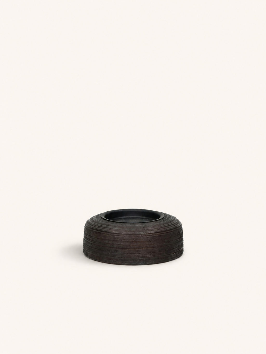 ARBRE - Kerzenhalter - Mangoholz - DIA 14 x H 5 cm - dunkelbraun