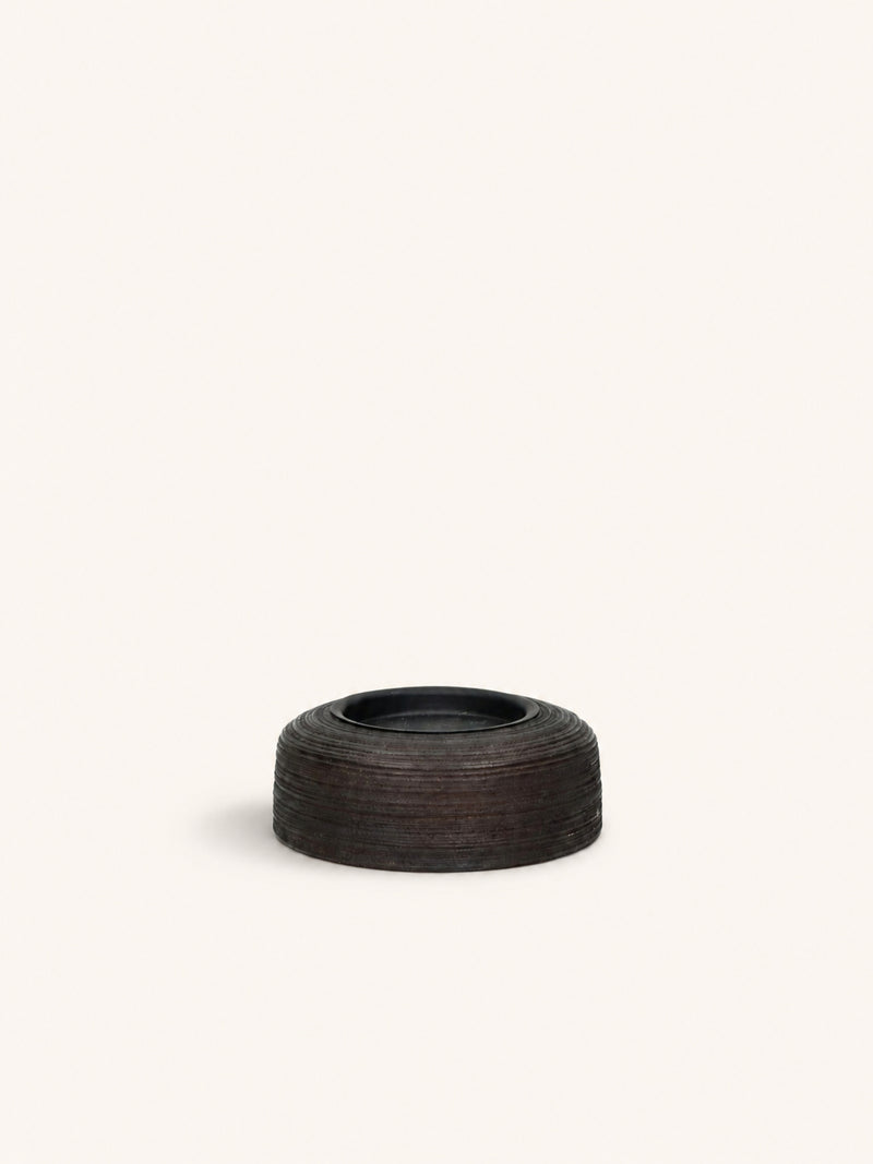 ARBRE - candle holder - mango wood - DIA 14 x H 5 cm - dark brown