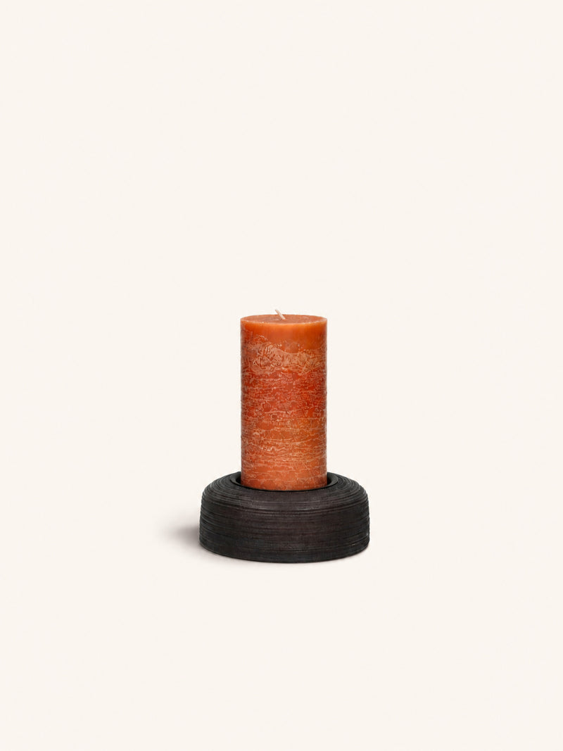 ARBRE - candle holder - mango wood - DIA 14 x H 5 cm - dark brown