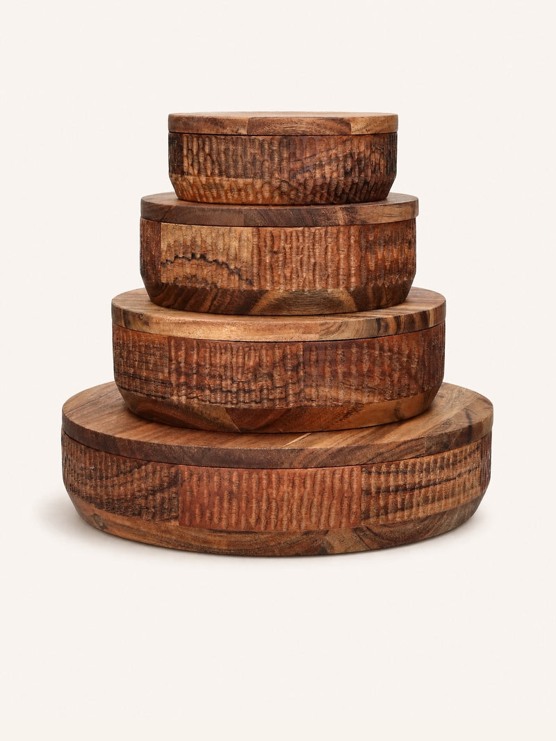 HOMMAGE - schaal - acacia hout - DIA 21 x H 6 cm - walnoot