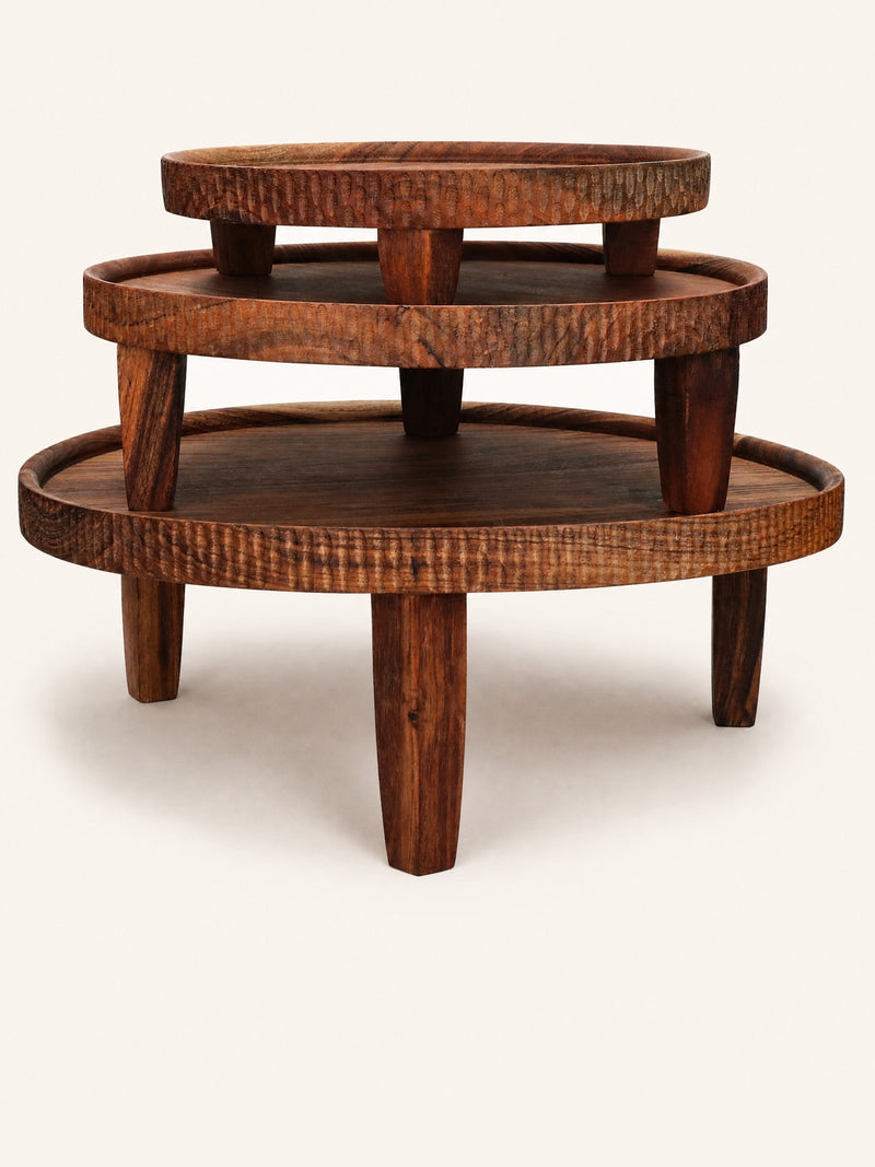 HOMMAGE - dienblad - acacia hout - DIA 26 x H 6,5 cm - walnoot