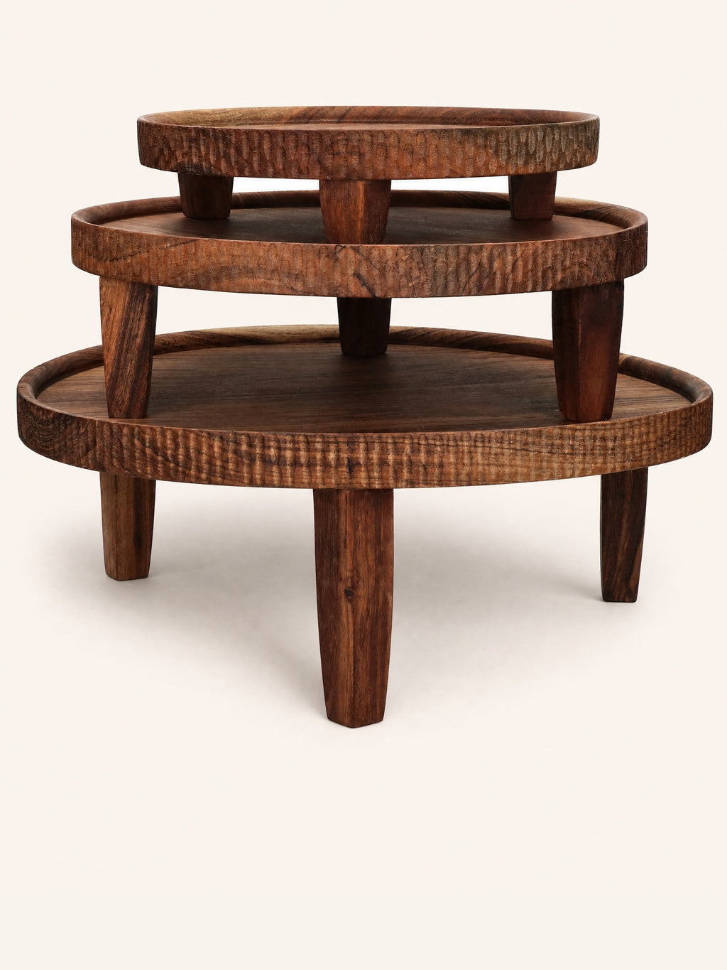 HOMMAGE - tray - acacia wood - DIA 32 x H 10 cm - walnut