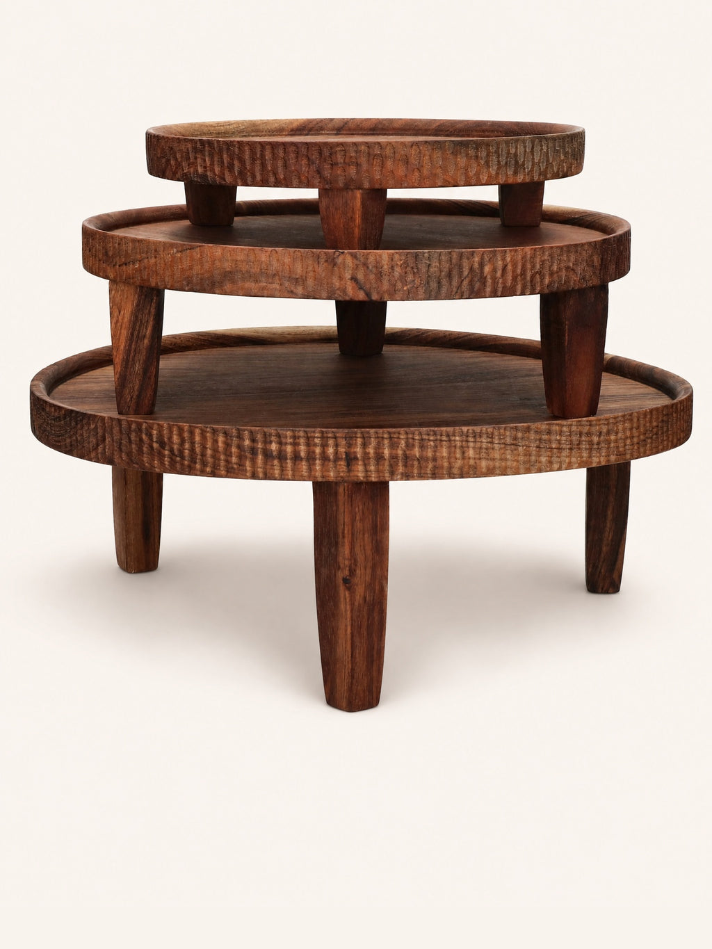 HOMMAGE - serving tray - acacia wood - DIA 36 x H 14 cm - walnut