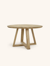 Beige – PLATO - extendable table - soaped - oak - DIA 150 (L200) x W 150 x H 76 cm - natural