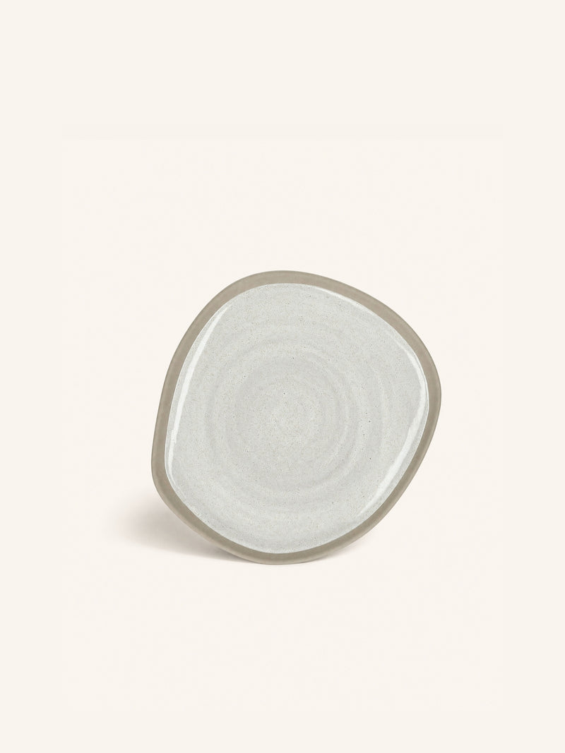 PRIMEVAL - dessert plate - porcelain - L 16,5 x W 15 x H 1,4 cm - light gray