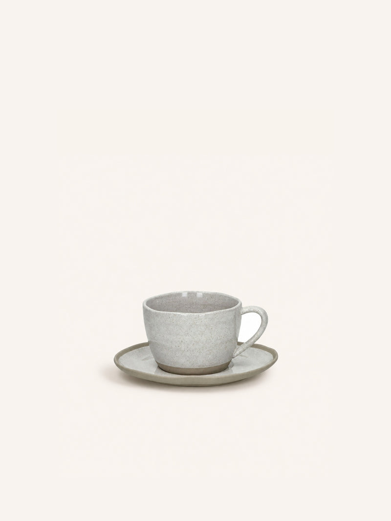 PRIMEVAL - cup & saucer 22 CL - porcelain - L 15,3 x W 13,4 x H 7,7 cm - light gray
